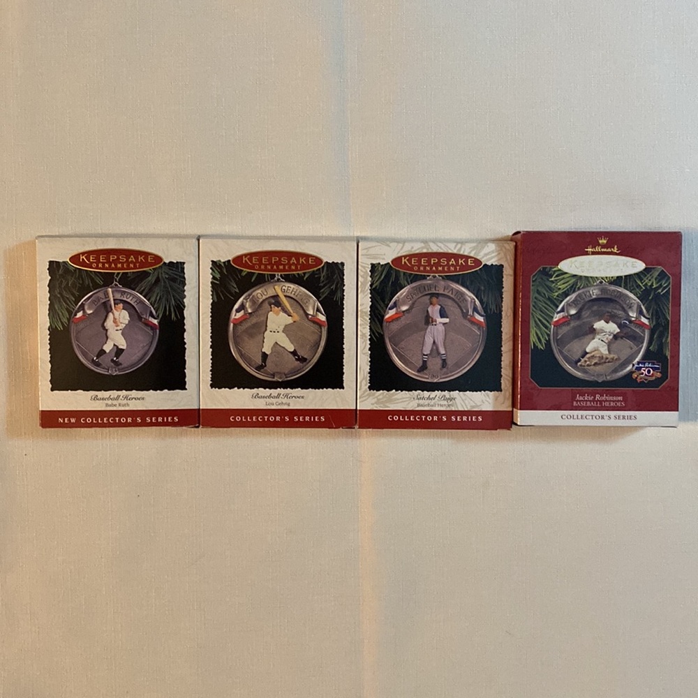 Set of 4 - Hallmark Baseball Heroes Christmas Ornaments